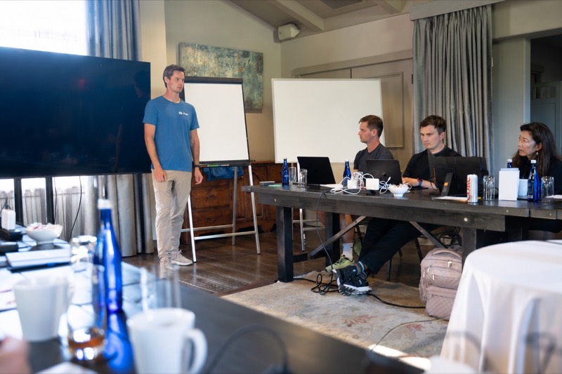 A planning discussion in the offsite conference room