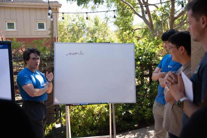 A whiteboard session in the garden